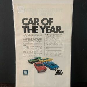 Vintage 1971 Chevrolet Chevy Car Of The Year Vega Ad Advertisement